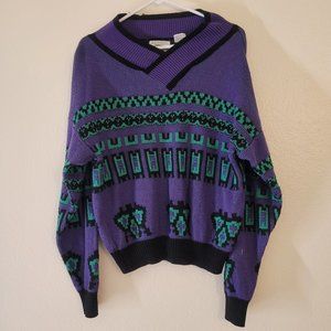 kinniku purple & green true vintage ugly wool sweater